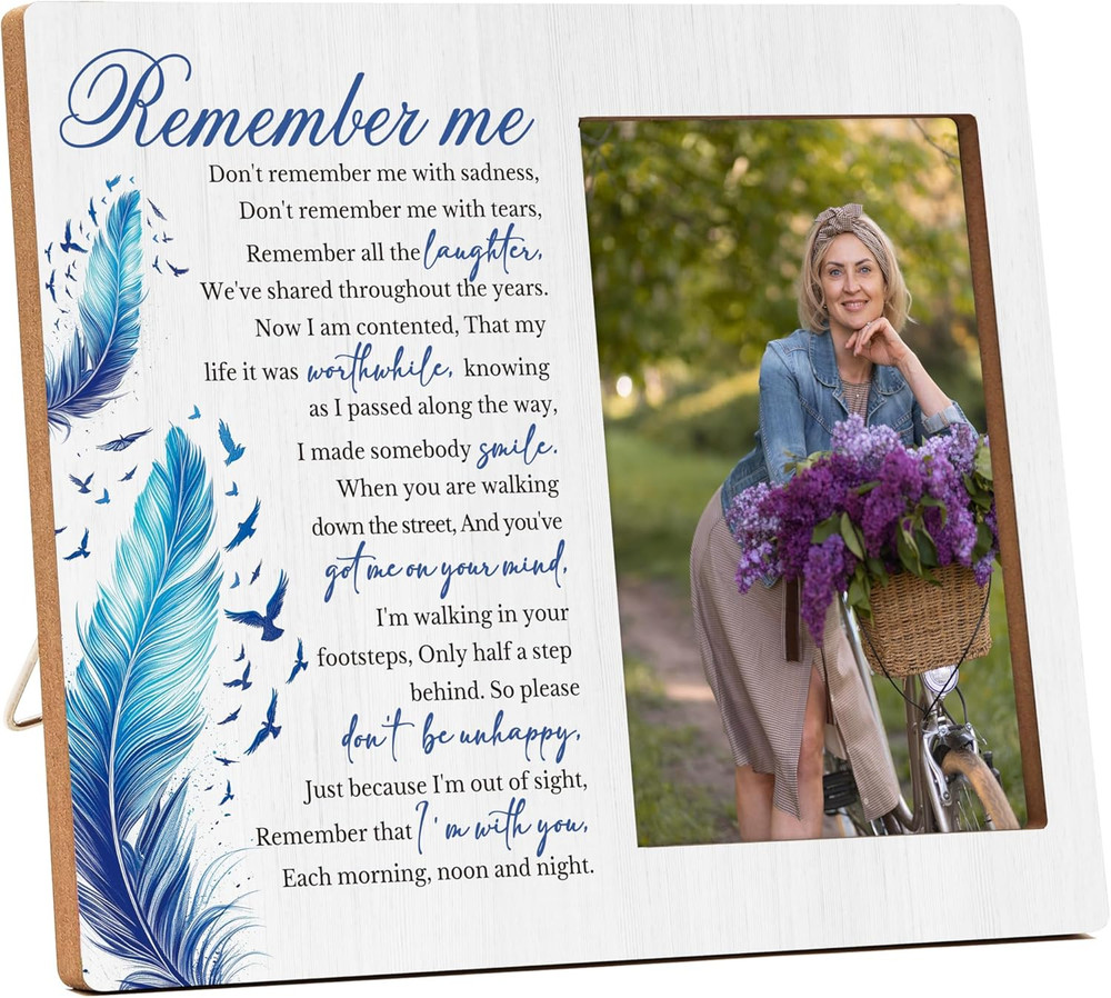 Remember Me Memorial Picture Frame – In Loving Memory Wooden Photo Frame, Sympat