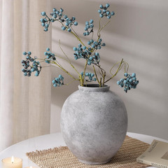 Large Ceramic Vase, 9.8 Inch Rustic Farmhouse Flowers Vase for Home Decor, Sands