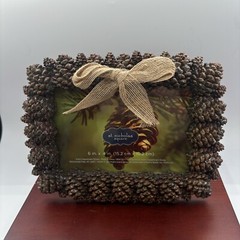 Log Cabin Rustic Pinecone Glitter 4″ x 6″ Photo Frame Hunting Lodge