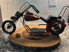 Vintage Retro Style Tin Metal Decorative Red Chopper Motorcycle Model
