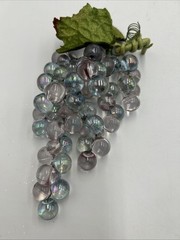 Grape Cluster Clear Acrylic With Velveteen Leaves Lot of 2 — 7” Each