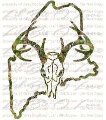 Camouflage Camo Maine Buck Hunting Vinyl Decal Hunt Sticker Whitetail Deer Skull