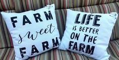 Farm Sweet Farm & Life is Better on The Farm 18x18in Pillows Lot of 2 New
