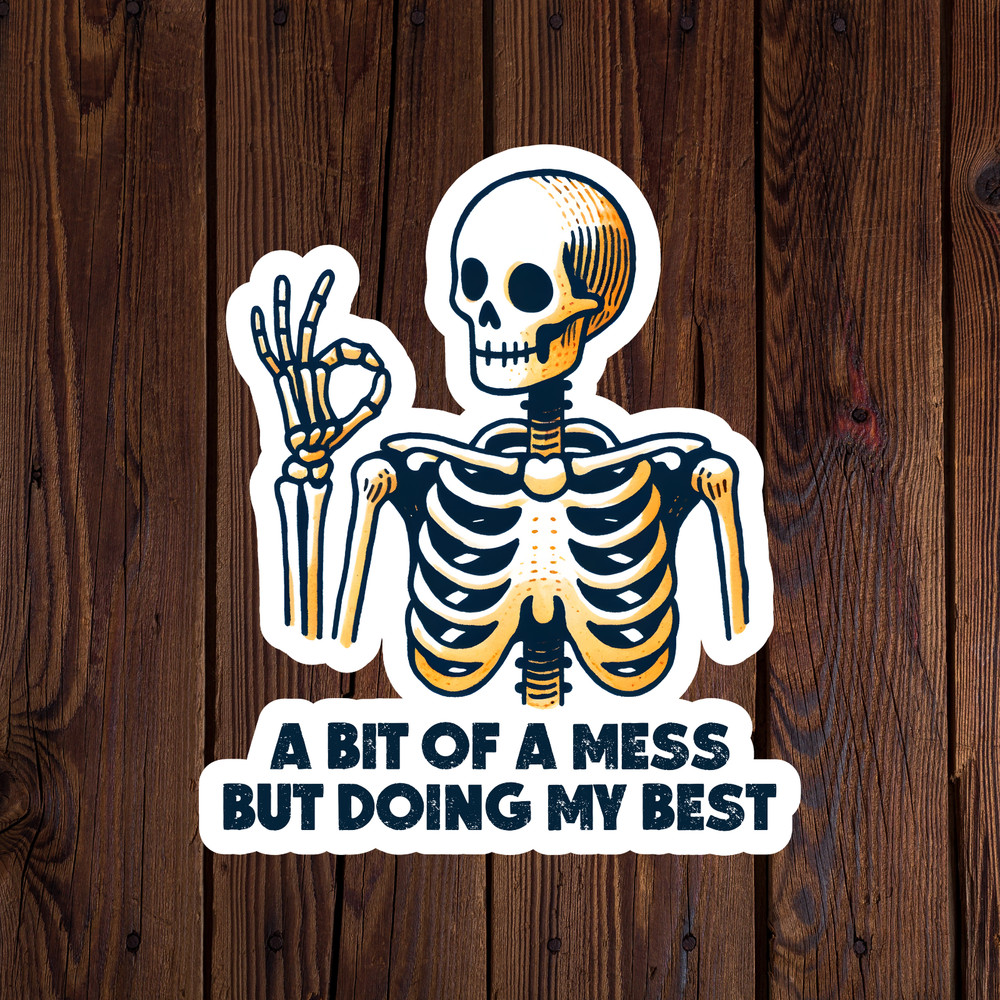 Skeleton sticker vinyl decal a bit of a mess but doing my best funny laptop mug
