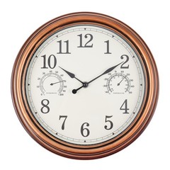 12Inch Outdoor Clocks Plastic Waterproof Wall Clock with Temperature & Humidity