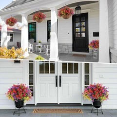 Vibrant 2 Set Artificial Hanging Flower Baskets for Outdoor Decor – 24 Flowers