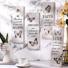 Qunclay 4 Pcs Butterfly Wall Decor 11 x 4 Inch Believe Faith Dream Love Inspi…