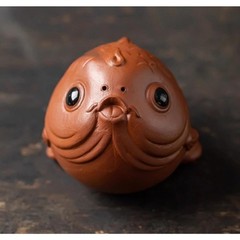 Koi Red Purple Clay Incense Holder Tea Pet 6.7cm 2.7in Tea Table Decor Tea Play