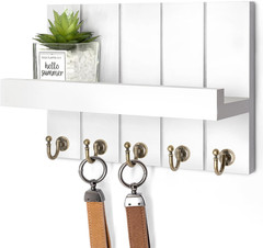 Key Holder for Wall Decorative Mail Organizer Wall Mount with 5 Key Hooks