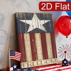 Vintage Freedom American Flag Star Canvas Wall Art, Patriotic Home Decor