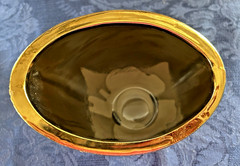 Asymmetrical Gold Vertical Textured Vase or Bowl Home Decor Accent 4.75″