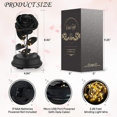 Deluxsa Forever Preserved Black Rose Birthday Gifts for Women,Eternal Flower …