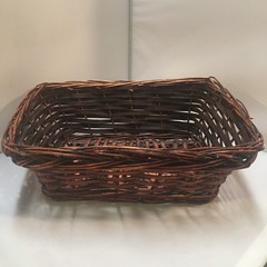 Woven Wicker Basket Home Decor Small Dark Brown Rectangular Rustic Cottagecore