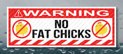 Warning Bumper Sticker No Fat Chicks Prank Joke Decal