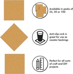 Self-Adhesive Cork Squares 4×4 Inches Cork Backing Sheets Cork Tiles Coasters