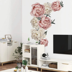 Peony Rose Flowers Wall Sticker,Peel & Stick Removable Wall Art Decals for