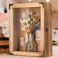 Shadow Box Frame 11×14 Inch Rustic Brown Deep Wall Display Case with Cork Bac…