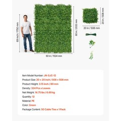 Uimoso Artificial Plant Wall Panels 12PCS 20 x 20 in Faux Boxwood for Greenery