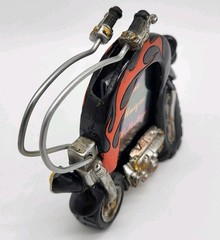 Motorcycle Picture Frame Holds 2 x 3 Photo Resin Unique Collection Harley Flames