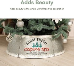Galvanized Christmas Tree Collar Adjustable Metal Skirt for Large to Small Trees