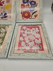 Set of 4 Framed Flower Market Art Prints Amsterdam Tokyo Seoul Honolulu
