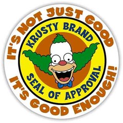 Krusty Brand Seal of Approval 4″x6″ Vinyl Sticker Sheet – 6 per Sheet 1.75″ each