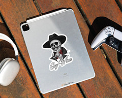 Doc Holiday Skull Sticker – 3 Pcs Waterproof Removable Decal for Home, Car, Lapt