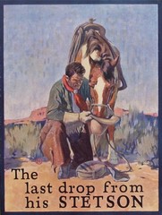 Vintage Stetson Hats cowboy advertisement art reproduction metal sign