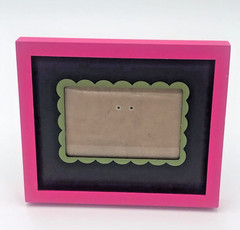 4 x 6 Wooden Photo Frame Double Layer Pink/Black Scallop Design 8 in H 9.5 L