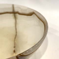 Onyx Bowl Brown Streaks 8 Inches Diameter Art Decorative