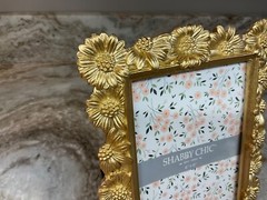Shabby Chic Gold Tone Sunflower Photo Frame 4×6 Vertical Or Horizontal New