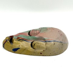 Colorful Drip Paint Hand Carved Wood Mask Home Decor 10 X 6 Inches
