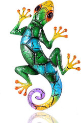 Metal Gecko Wall Decor,Outdoor Hanging Lizard Wall Art,Colorful Metal Lizards Wa