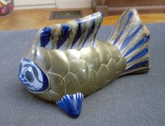 VTG Japanese Ceramic & Brass Fish 6½» Owned by Veteran of Famous Nisei Regiment