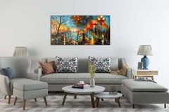 0 3D Hand Painted Abstract Landscape Art – 48×24 Romantic Canvas Wall Decor