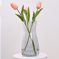 Glass Vases for Flowers, 8 Inch Tall Ins Modern Gray Crystal Clear Glass Vase…