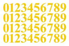 0-9 Numbers Yellow Sticker Vinyl Decals CHOOSE SIZE!! 1″ To 12″ Set Of 40 (V646)