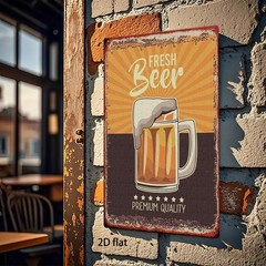 Metal Sign Fresh Beer Wall Decor 8×12 Inches 20x30cm