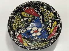 Vtg Turkish Hand Painted Small 3-1/8” x 1-3/8” Trinket Dish Condiment Bowl *EUC*