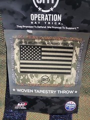 Operation Hat Trick Woven Tapestry American Flag Throw Blanket 48×60 Camo