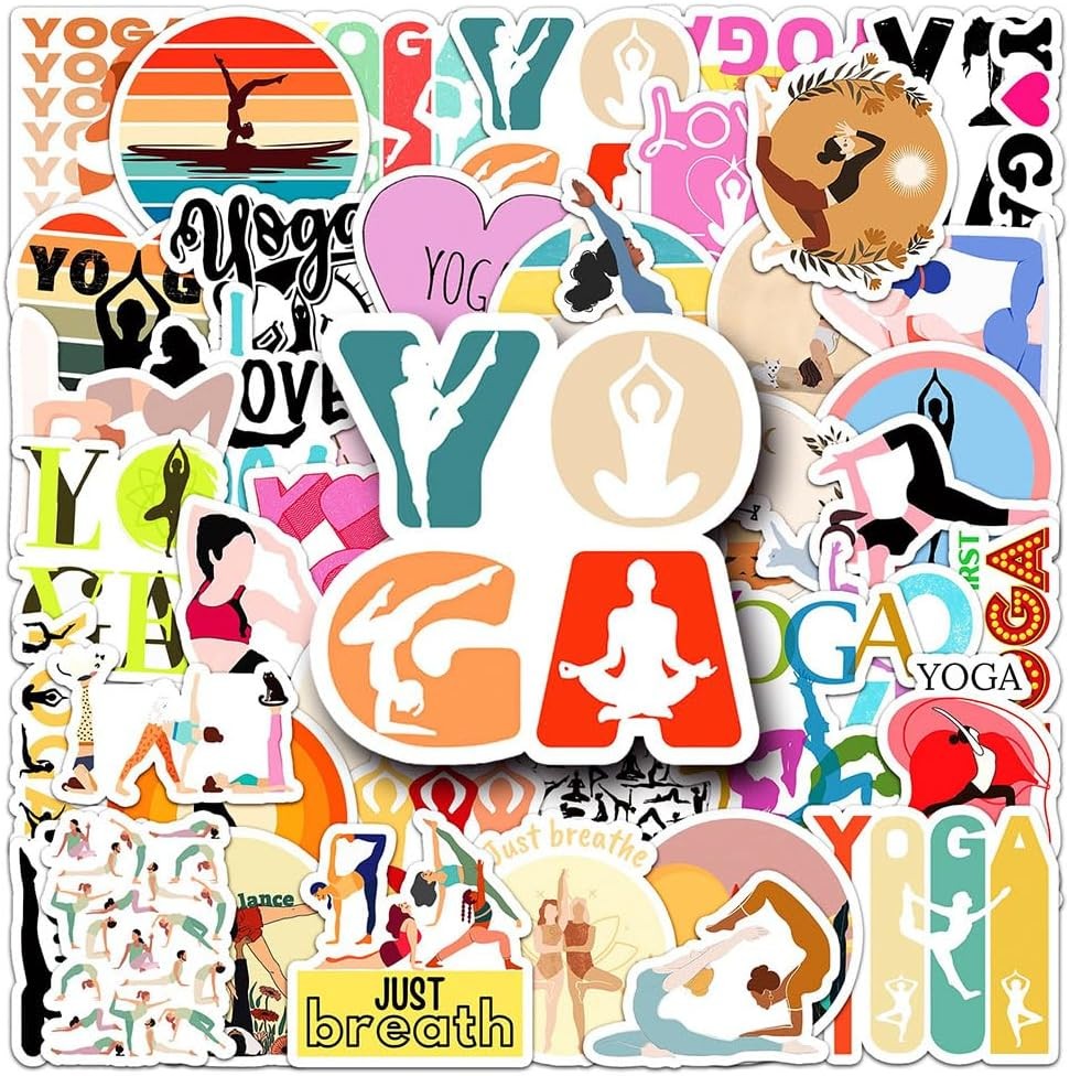 Yoga Stickers |50Pcs Yoga Waterproof Vinyl Decals for Water Bottles Laptop Lugga