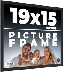 19×15 Frame Black Real Wood Picture Frame Width 0.75 inches | Interior Frame Dep