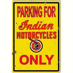 Retro Indian Motorcycle Parking Tin Metal Signs 8X12 Inches, Retro Decorations