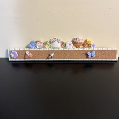 Wall Decor Cork Board Gardening Flowers Plants Push Pins Pink Purple Cottagecore