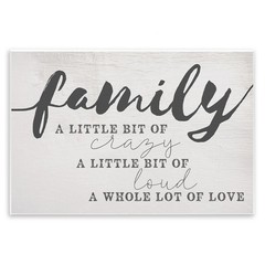 Stupell Industries Family Crazy Loud Love Inspirational Word Design Wall Plaque,