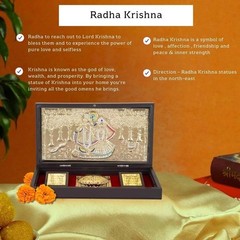 Gold Plated Radha Krishna God with Charan Paduka Devotional Prayer Box