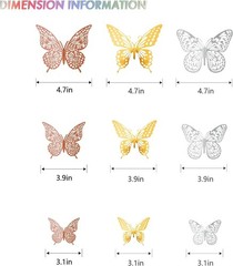 Versatile 72 Pcs Metallic Butterfly Wall Decals – 3D Decor for Any Occasion