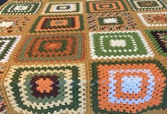 Vintage Afghan Granny Squares Crochet Throw Blanket 80×62