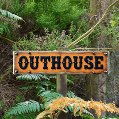 Vintage OUTHOUSE Metal Sign Rustic Farmhouse Wall Decor for Country Cabin Garage