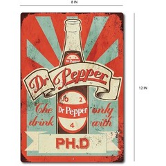 Dr Pepper Sign Metal tin Vintage look. metal Soda SIGN Tin PEPPER Bar . decor